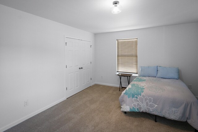 bedroom featuring a closet and carpet