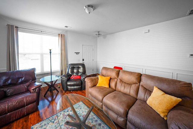 living room featuring wood-type flooring