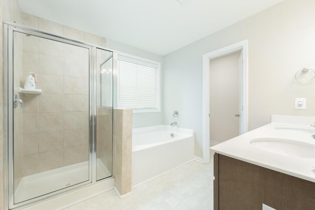 297 Red Leaf Blvd, Moncks Corner, SC 29461 - full bath with a garden tub, a stall shower, double vanity, and tile patterned floors