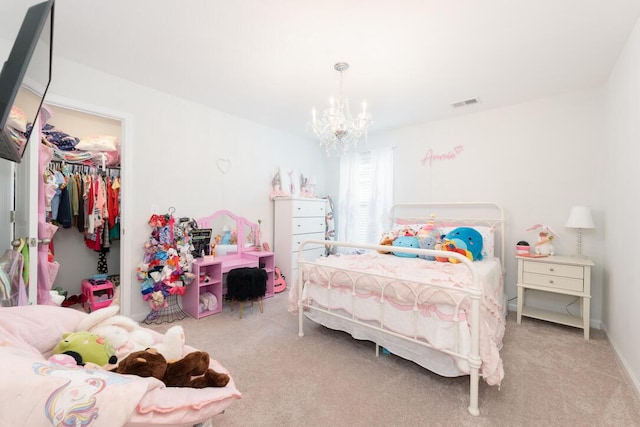 297 Red Leaf Blvd, Moncks Corner, SC 29461 - carpeted bedroom with a chandelier, a closet, and a spacious closet