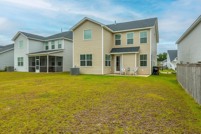 297 Red Leaf Blvd, Moncks Corner, SC 29461 - rear view of property with a patio, a sunroom, central AC, and a shingled roof