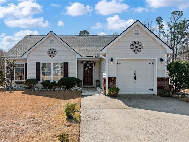 single story home with a garage