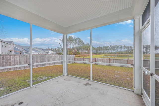 view of unfurnished sunroom