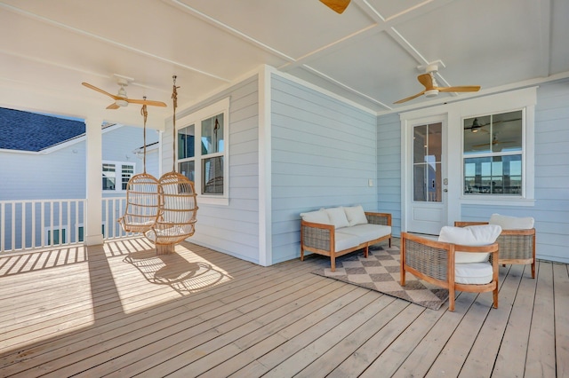 deck featuring ceiling fan