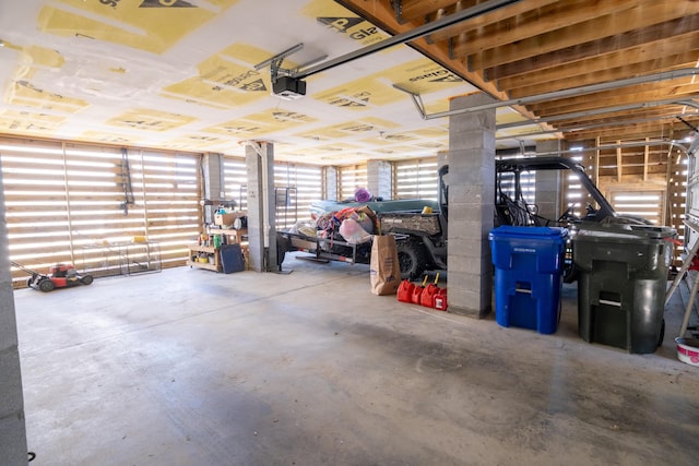 garage with a garage door opener