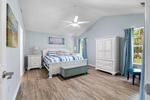 1227 Ocean View Rd, Charleston, SC 29412 - bedroom with vaulted ceiling, light wood finished floors, baseboards, and ceiling fan