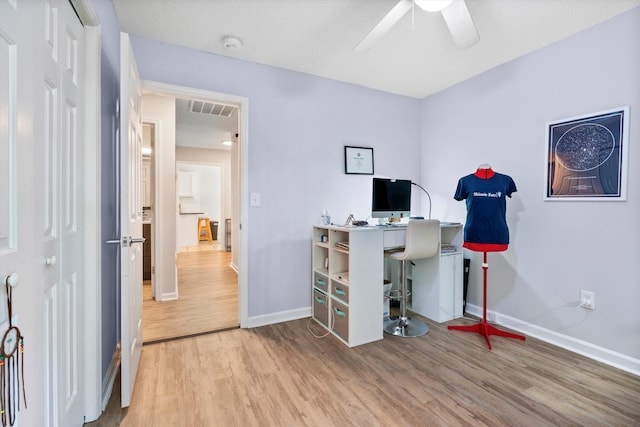 1227 Ocean View Rd, Charleston, SC 29412 - office space with wood finished floors, baseboards, and a ceiling fan