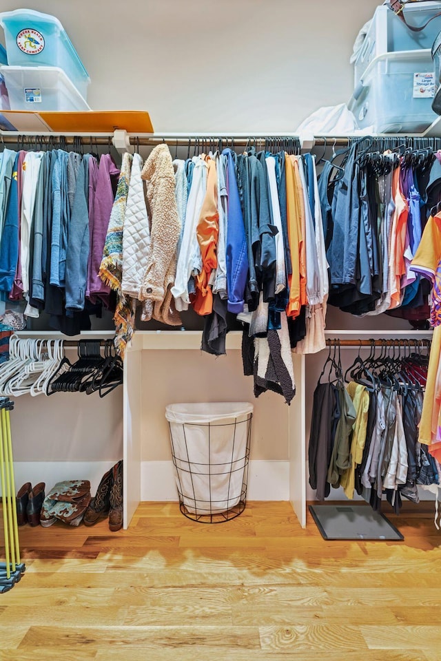 spacious closet with hardwood / wood-style flooring