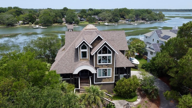 exterior space featuring a water view