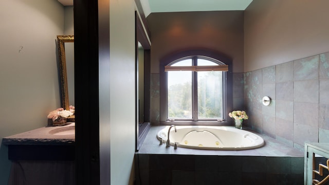 268 Little Oak Island Dr, Folly Beach, SC 29439 - bathroom featuring tiled bath and vanity