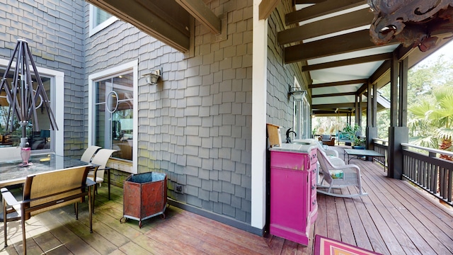 268 Little Oak Island Dr, Folly Beach, SC 29439 - wooden deck with sink