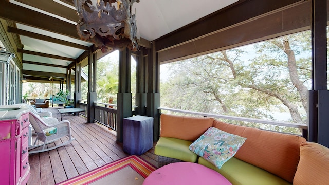 268 Little Oak Island Dr, Folly Beach, SC 29439 - interior space featuring a wealth of natural light and vaulted ceiling