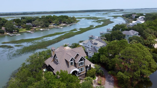 268 Little Oak Island Dr, Folly Beach, SC 29439 - birds eye view of property featuring a water view