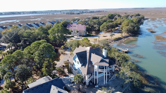 268 Little Oak Island Dr, Folly Beach, SC 29439 - birds eye view of property featuring a water view