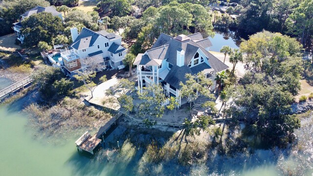 268 Little Oak Island Dr, Folly Beach, SC 29439 - bird's eye view featuring a water view