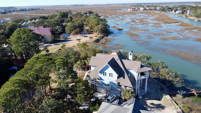 268 Little Oak Island Dr, Folly Beach, SC 29439 - drone / aerial view featuring a water view