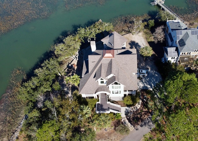 268 Little Oak Island Dr, Folly Beach, SC 29439 - bird's eye view featuring a water view
