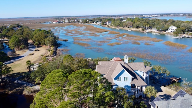 268 Little Oak Island Dr, Folly Beach, SC 29439 - birds eye view of property featuring a water view