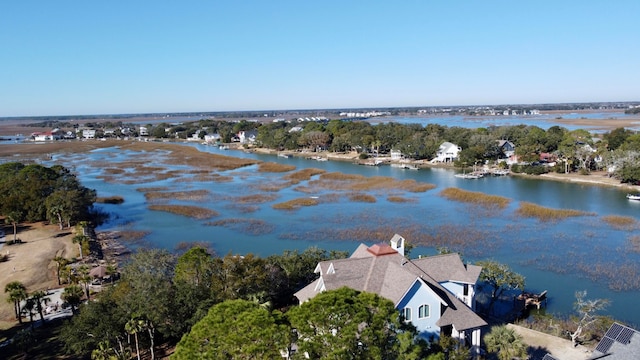 268 Little Oak Island Dr, Folly Beach, SC 29439 - drone / aerial view featuring a water view
