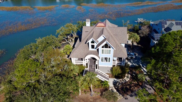 268 Little Oak Island Dr, Folly Beach, SC 29439 - birds eye view of property with a water view