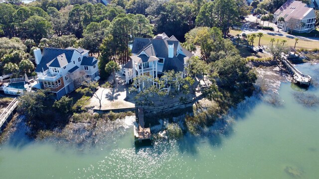 268 Little Oak Island Dr, Folly Beach, SC 29439 - bird's eye view featuring a water view