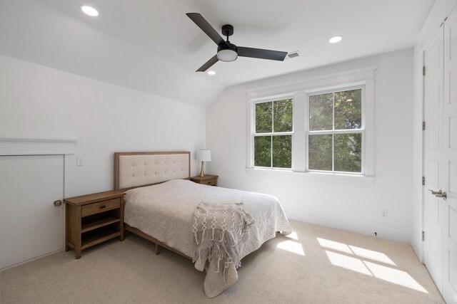 3226 Waverly Ln, Johns Island, SC 29455 - bedroom with carpet, recessed lighting, lofted ceiling, and a ceiling fan