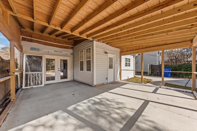 view of patio featuring french doors