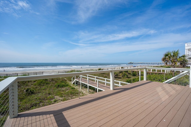 313 E Arctic Ave, Folly Beach, SC 29439 - wooden terrace featuring view of water and beach