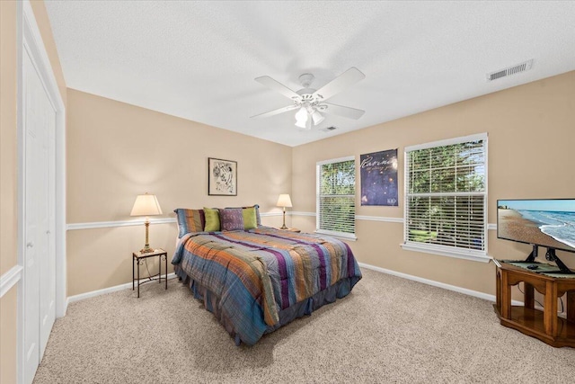 1330 Somersby Ln, Mount Pleasant, SC 29466 - carpeted bedroom with baseboards, ceiling fan, and a textured ceiling