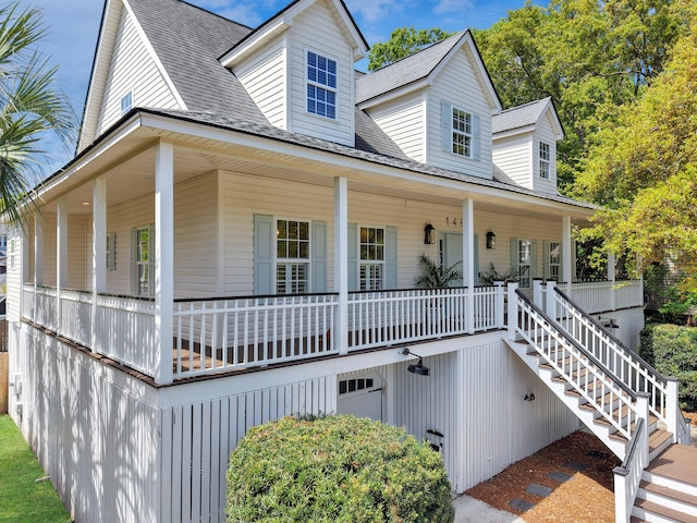 1491 Greenshade Way, Mount Pleasant, SC 29464 - view of front of property with covered porch, stairway, and roof with shingles