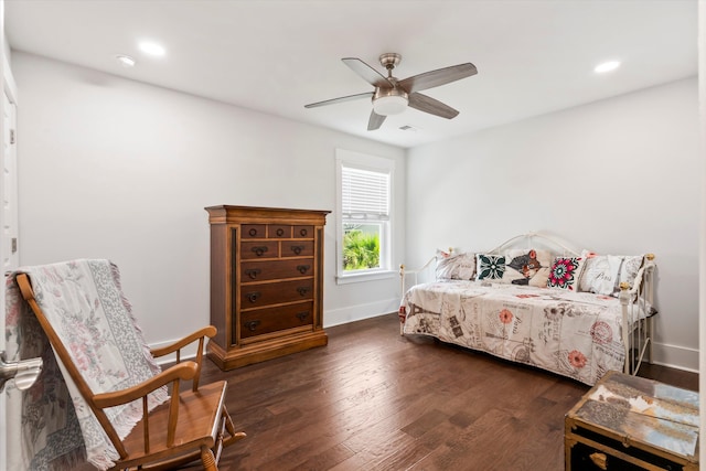 2331 Brinkley Rd, Johns Island, SC 29455 - bedroom featuring dark wood finished floors, a ceiling fan, and recessed lighting