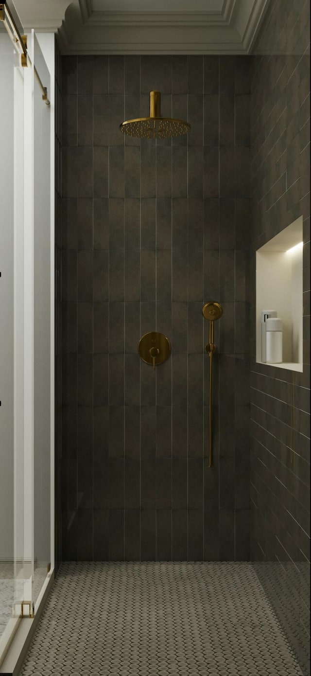 8 Homel Pl, Charleston, SC 29403 - bathroom featuring crown molding and walk in shower