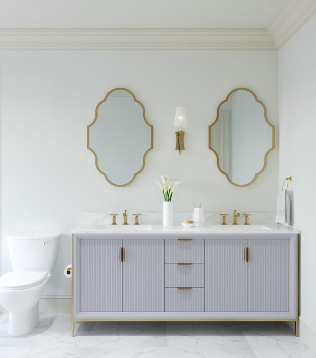 8 Homel Pl, Charleston, SC 29403 - full bath with crown molding, marble finish floor, a sink, and baseboards