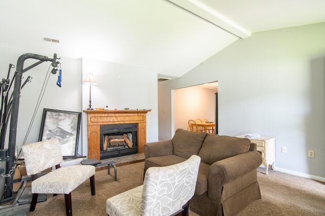 7621 Oldridge Rd, North Charleston, SC 29418 - carpeted living area featuring a fireplace with raised hearth and baseboards