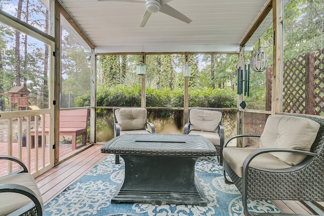 2467 Bergeron Way, Mount Pleasant, SC 29466 - sunroom / solarium featuring ceiling fan
