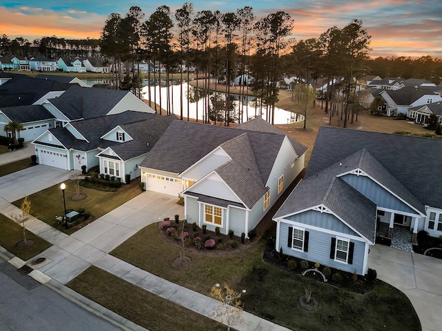 drone / aerial view with a residential view
