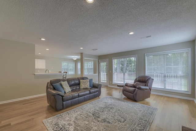 1616 Dotterers Run, Charleston, SC 29414 - living area with light wood-type flooring, a textured ceiling, and recessed lighting