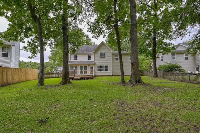 1616 Dotterers Run, Charleston, SC 29414 - back of house featuring a wooden deck and a fenced backyard