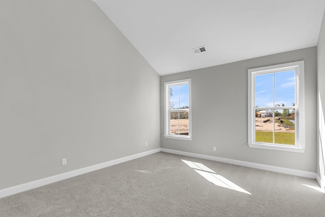 empty room featuring carpet flooring, plenty of natural light, and visible vents