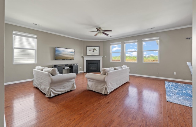 364 Deep River Rd, Summerville, SC 29486 - living room with plenty of natural light, hardwood / wood-style floors, a ceiling fan, baseboards, and visible vents