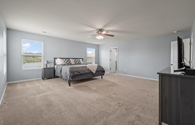 364 Deep River Rd, Summerville, SC 29486 - bedroom featuring baseboards, light carpet, and ceiling fan