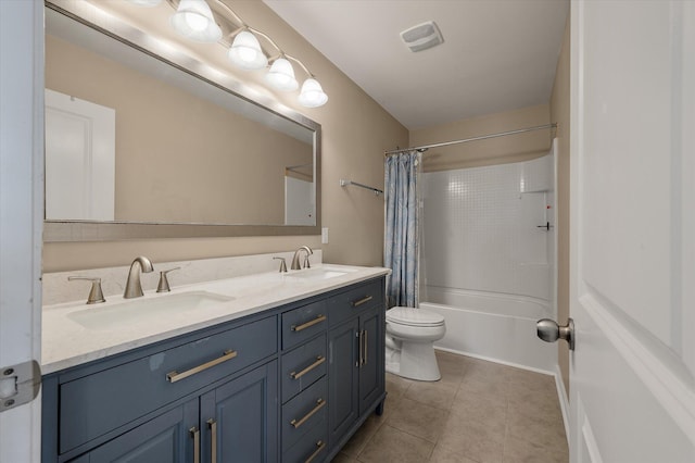 364 Deep River Rd, Summerville, SC 29486 - full bathroom with double vanity, a sink, tile patterned floors, and toilet