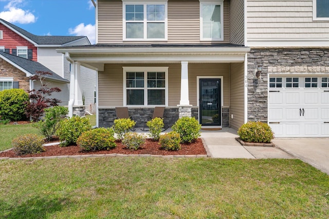 364 Deep River Rd, Summerville, SC 29486 - doorway to property featuring a porch, a lawn, and stone siding