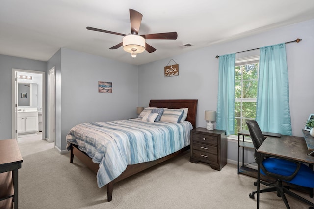 214 Blackstone Dr, Moncks Corner, SC 29461 - bedroom with light colored carpet, baseboards, a desk, and ceiling fan