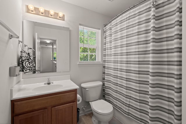214 Blackstone Dr, Moncks Corner, SC 29461 - bathroom featuring vanity, toilet, and a shower with shower curtain