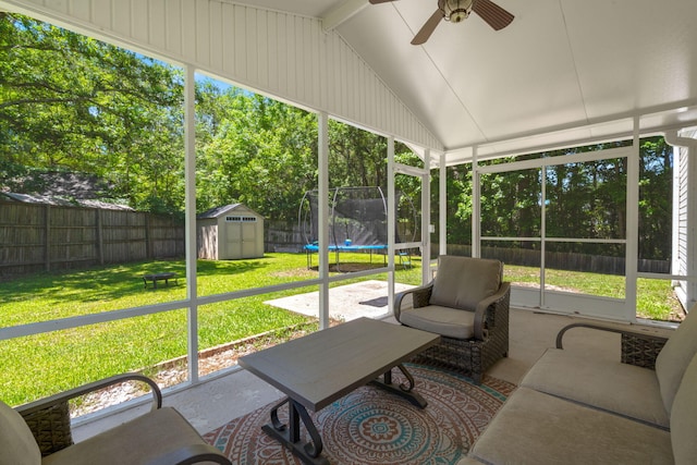 214 Blackstone Dr, Moncks Corner, SC 29461 - sunroom / solarium with ceiling fan, vaulted ceiling, and plenty of natural light