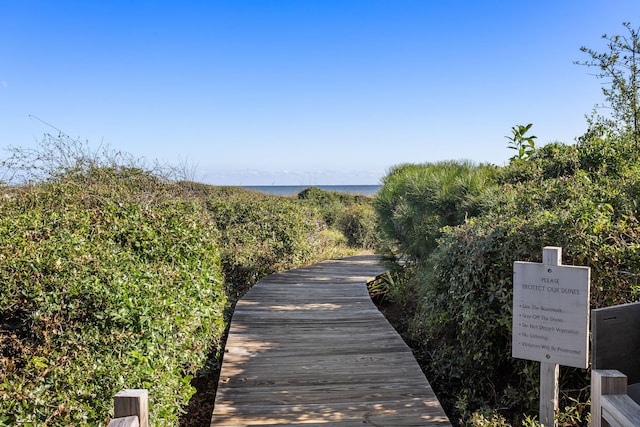 view of property's community with a water view