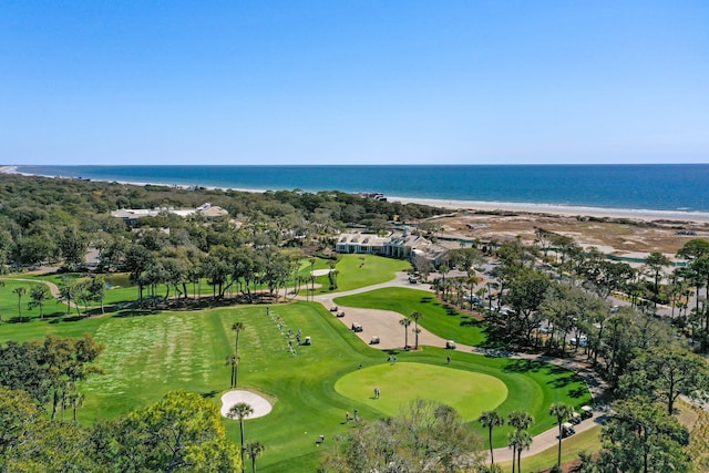 birds eye view of property featuring a water view and a view of the beach