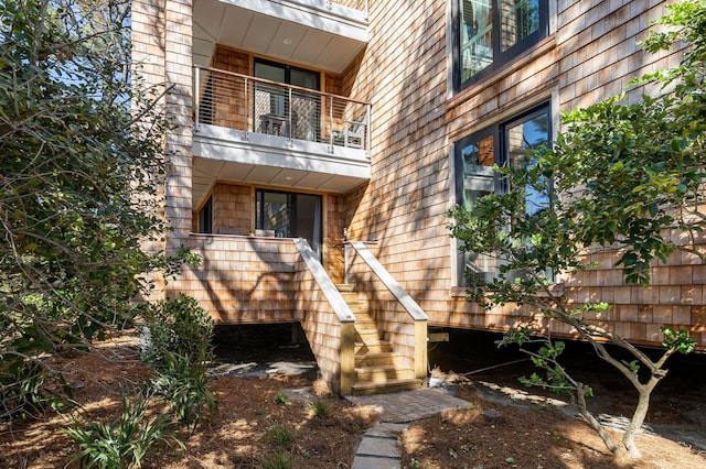 doorway to property with a balcony