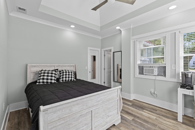 7 Wesley Dr, Charleston, SC 29407 - bedroom featuring baseboards, wood finished floors, ornamental molding, recessed lighting, and ceiling fan